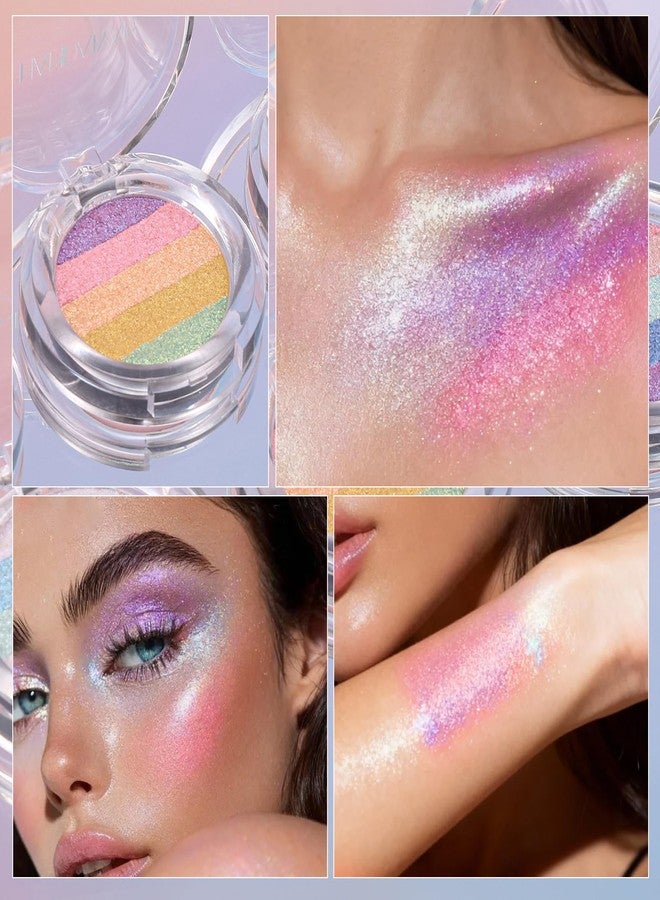 afmicat 5 Colors Glitter Eyeshadow, Multichrome Chameleon Eye Shadow Palette, Long Lasting Shiny, Waterproof & Smudgeproof Sparkle Shimmer Eyeshadow, Lightweight Eye Shadow Fairy Makeup for Women & Girls, #01 - Image 2